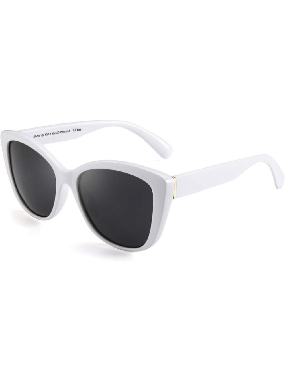 🆕Women White Polarized Cat Eye Sunglasses Vintage Jackie O American Square